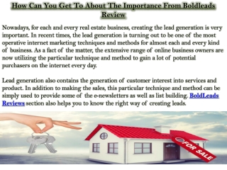 How Can You Get To About The Importance From Boldleads Review