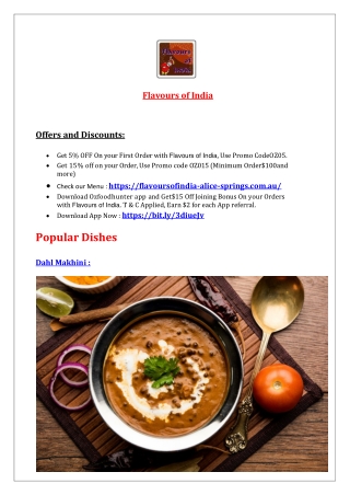 Flavours of India - 5% off - Indian takeaway Alice Springs, NT