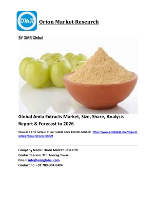 Global Amla Extracts Market Size, Industry Trends, Share and Forecast 2020-2026