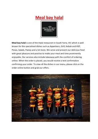 Meal bay halal Restaurant Menu South Yarra Takeaway, VIC - 5% Off