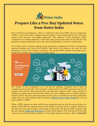 Prepare Like a Pro: Buy Updated Notes from Notes India