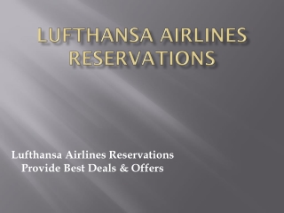 Lufthansa Airlines Reservations