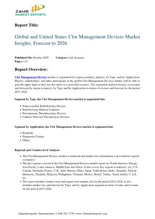 Clot Management Devices Market Insights, Forecast to 2026