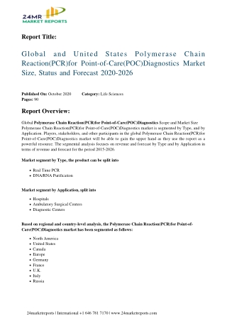 Polymerase Chain Reaction(PCR)for Point-Of-Care(POC)Diagnostics Market Size, Status and Forecast 2020-2026