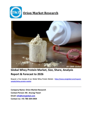 Global Whey Protein Market Size, Industry Trends, Share and Forecast 2020-2026
