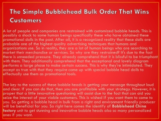 The Simple Bubblehead Bulk Order That Wins Customers