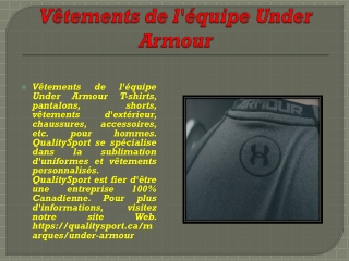 Vêtements de l'équipe Under Armour