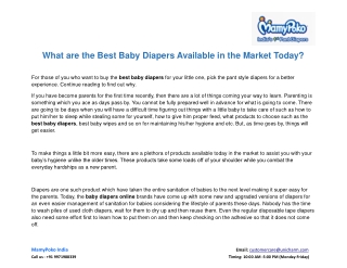 What are the best baby diapers available in the market today?