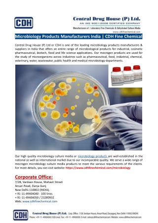 Microbiology Products Manufacturers India-CDH Fine Chemical