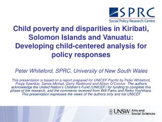 Child poverty and disparities in Kiribati, Solomon Islands and Vanuatu: Developing child-centered analysis for policy r