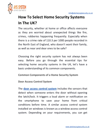 How To Select Home Security Systems In The UK?