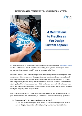 4 Meditations To Practice As You Design Custom Apparel