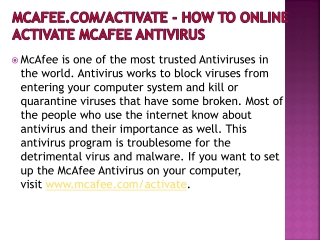 Mcafee.com/Activate - Enter McAfee 25 Digit code - McAfee Activate