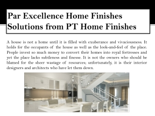 Par Excellence Home Finishes Solutions from PT Home Finishes