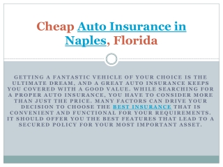 Cheap Auto Insurance in Naples, Florida