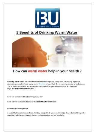 5 Benefits of Drinking Warm Water