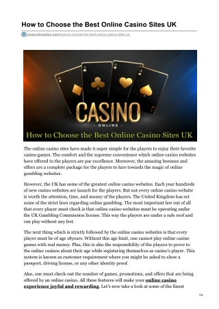 How to Choose the Best Online Casino Sites UK