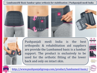 Lumbamed® Basic lumbar spine orthosis for stabilization | Pushpanjali medi India