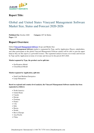 Vineyard Management Software Market Size, Status and Forecast 2020-2026