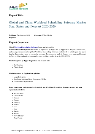 Workload Scheduling Software Market Size, Status and Forecast 2020-2026