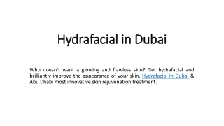 Hydrafacial in Dubai