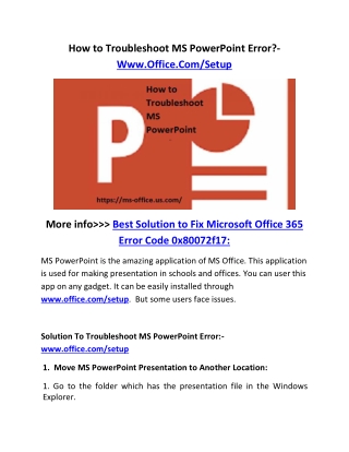 How to Troubleshoot MS PowerPoint Error?- Www.Office.Com/Setup