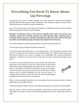 Everything You Need To Know About Lip Piercings