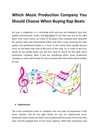 Which Music Production Company You Should Choose When Buying Rap Beats