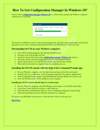 How To Get Configuration Manager Windows 10?