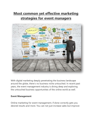 Most common yet effective marketing strategies for event managers