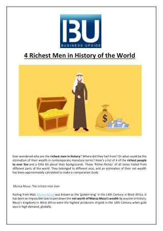 4 Richest Men in History of the World