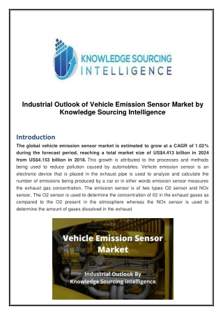 Vehicle Emission Sensor Market Grow at a CAGR of 1.02% by Knowledge Sourcing