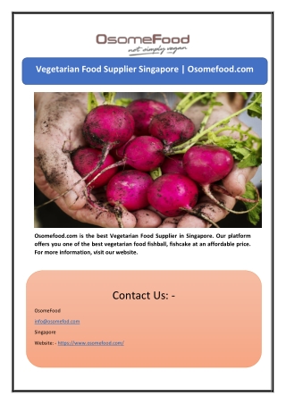 Vegetarian Food Supplier Singapore | Osomefood.com