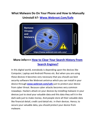 What Malware Do On Your Phone and How to Manually Uninstall it?- Www.Webroot.Com/Safe