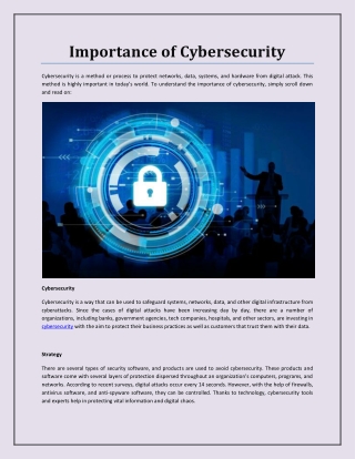 Importance of Cybersecurity