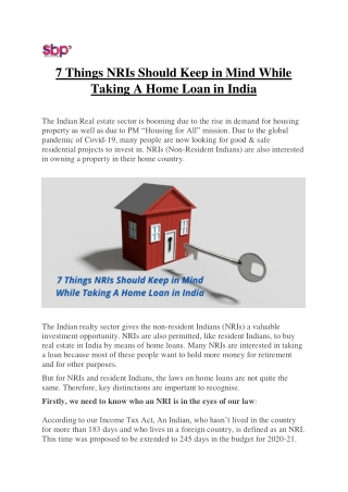 7 Things NRIs Should Keep in Mind While Taking A Home Loan in India