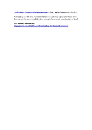 React Native App Development Company - React Native Development Services