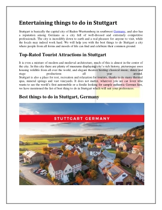 Entertaining things to do in Stuttgart