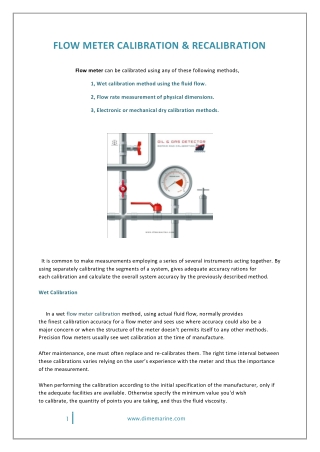 Flow Meter Calibration And Re-calibration Techniques