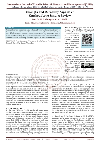 Strength and Durability Aspects of Crushed Stone Sand A Review