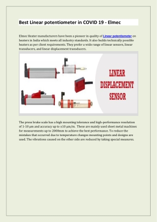 Best Linear potentiometer in COVID 19 - Elmec