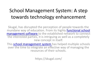 School Management System: A step towards technology enhancement