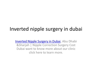 Inverted Nipple Surgery in dubai