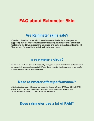 Faq about rainmeter skin