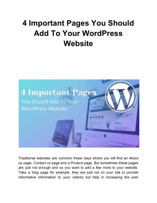 4 Important Pages You Should Add To Your WordPress Website