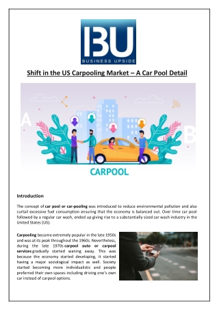 Shift in the US Carpooling Market – A Car Pool Detail