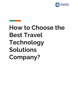 Choose the Best Travel Technology Solution Company