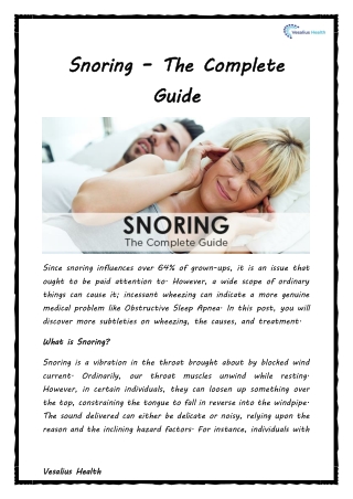 Snoring – The Complete Guide