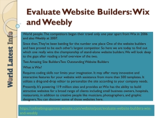 Evaluate Website Builders: Wix and Weebly
