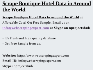 Scrape Boutique Hotel Data in Around the World